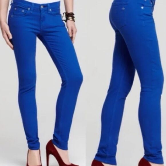 Rag & Bone Jeans Size 27 The Legging Cobalt Blue Stretch Skinny - Picture 1 of 11